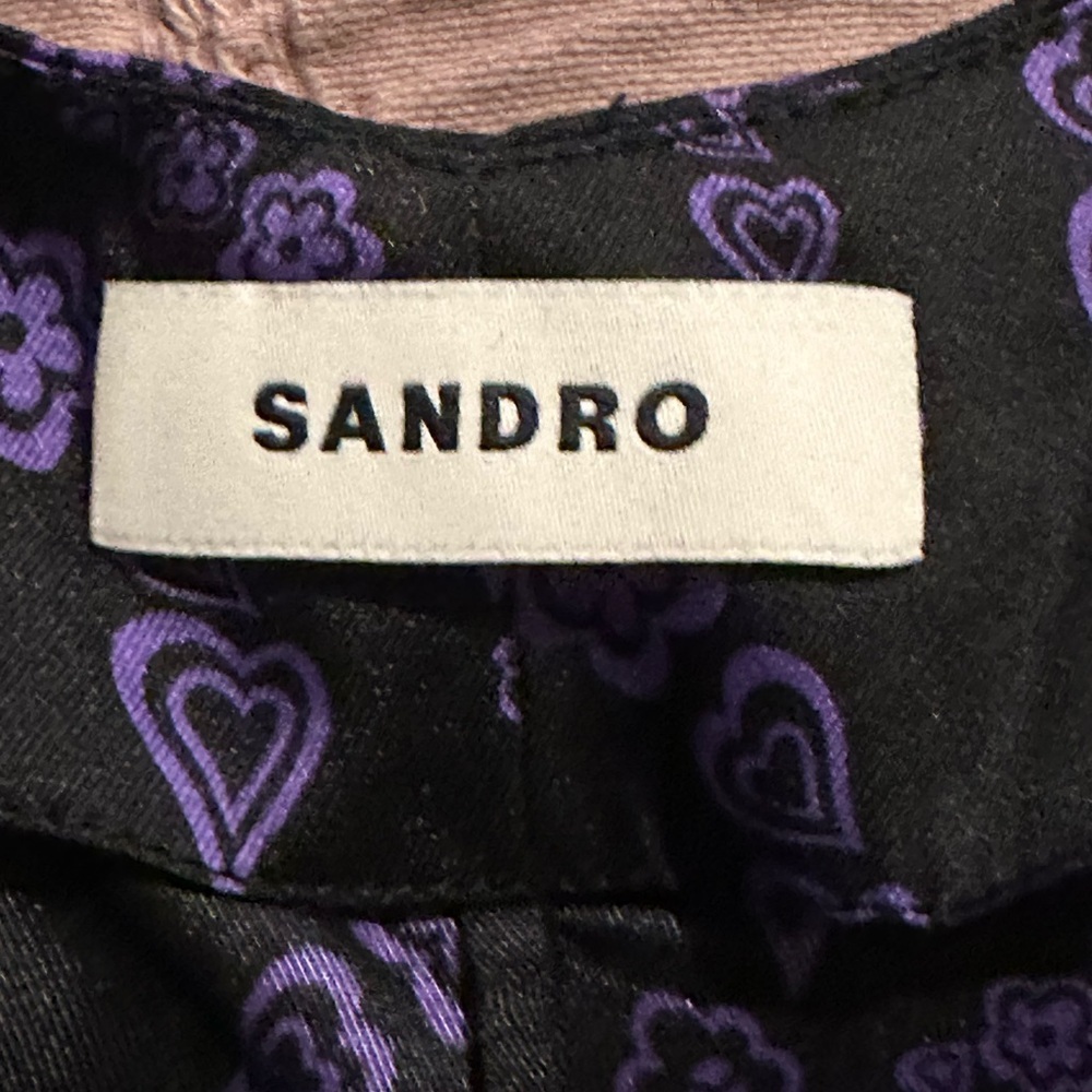 SANDRO
Thais Ruched Crossback
A-Line Midi Dress  in Black/Purple - Picture 11 of 17